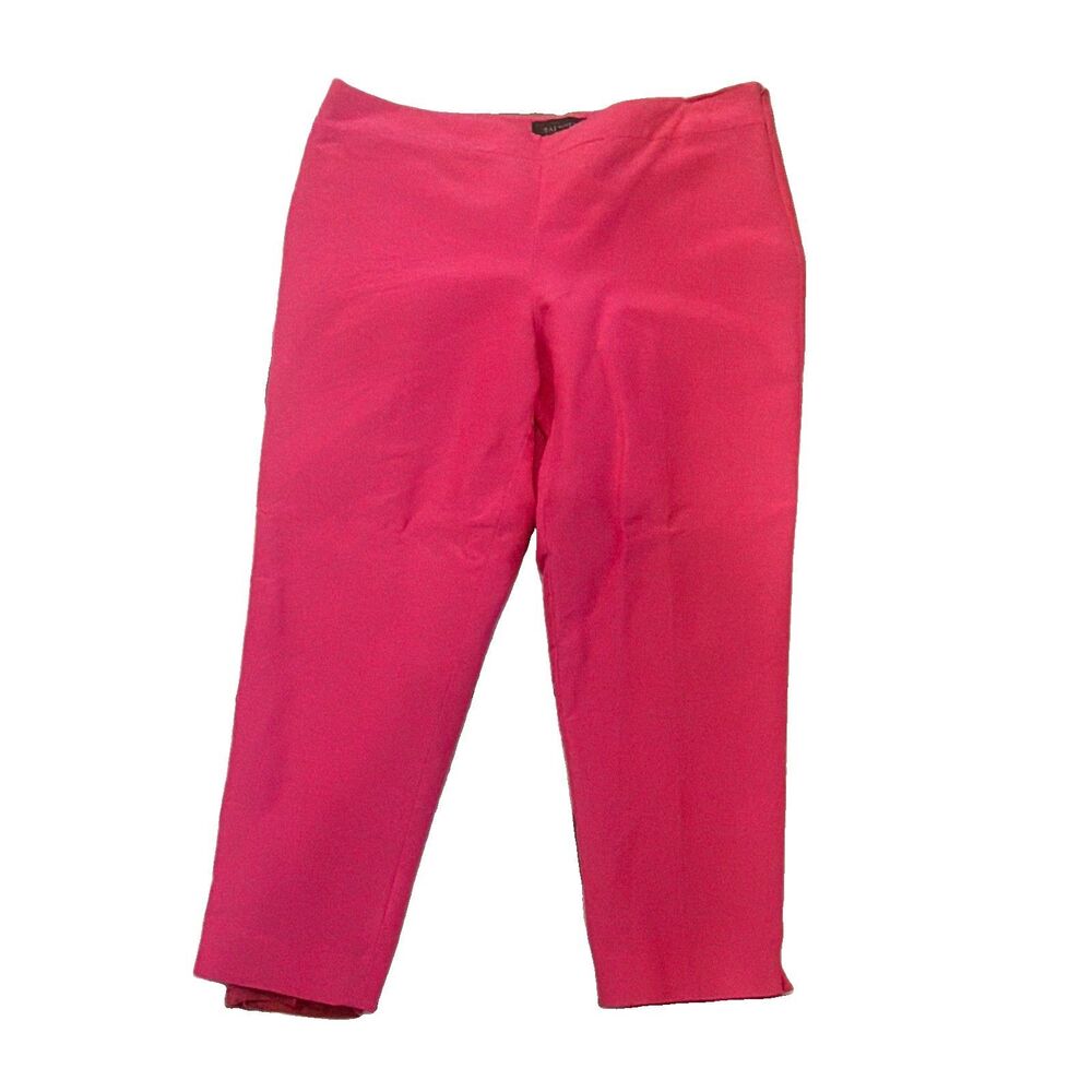 Talbots Women’s Pink Solid Ankle Pants Flat Front Zip/Zipper Regular 14